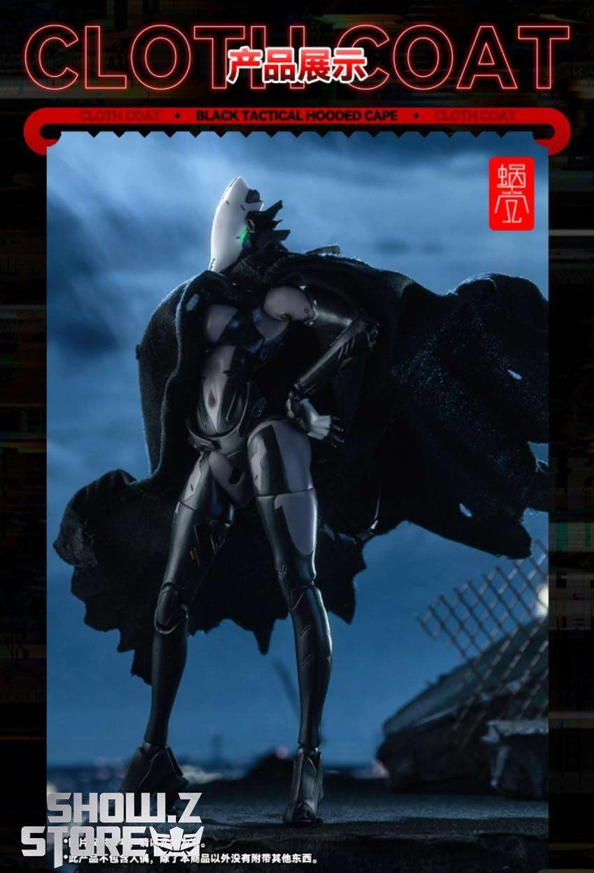 Snail Shell Black Tactical Hooded Cape For 1/10 & 1/12 Mecha Girl 10 Snail Shell Black Tactical Hooded Cape For 1/10 & 1/12 Mecha Girl - Image 8