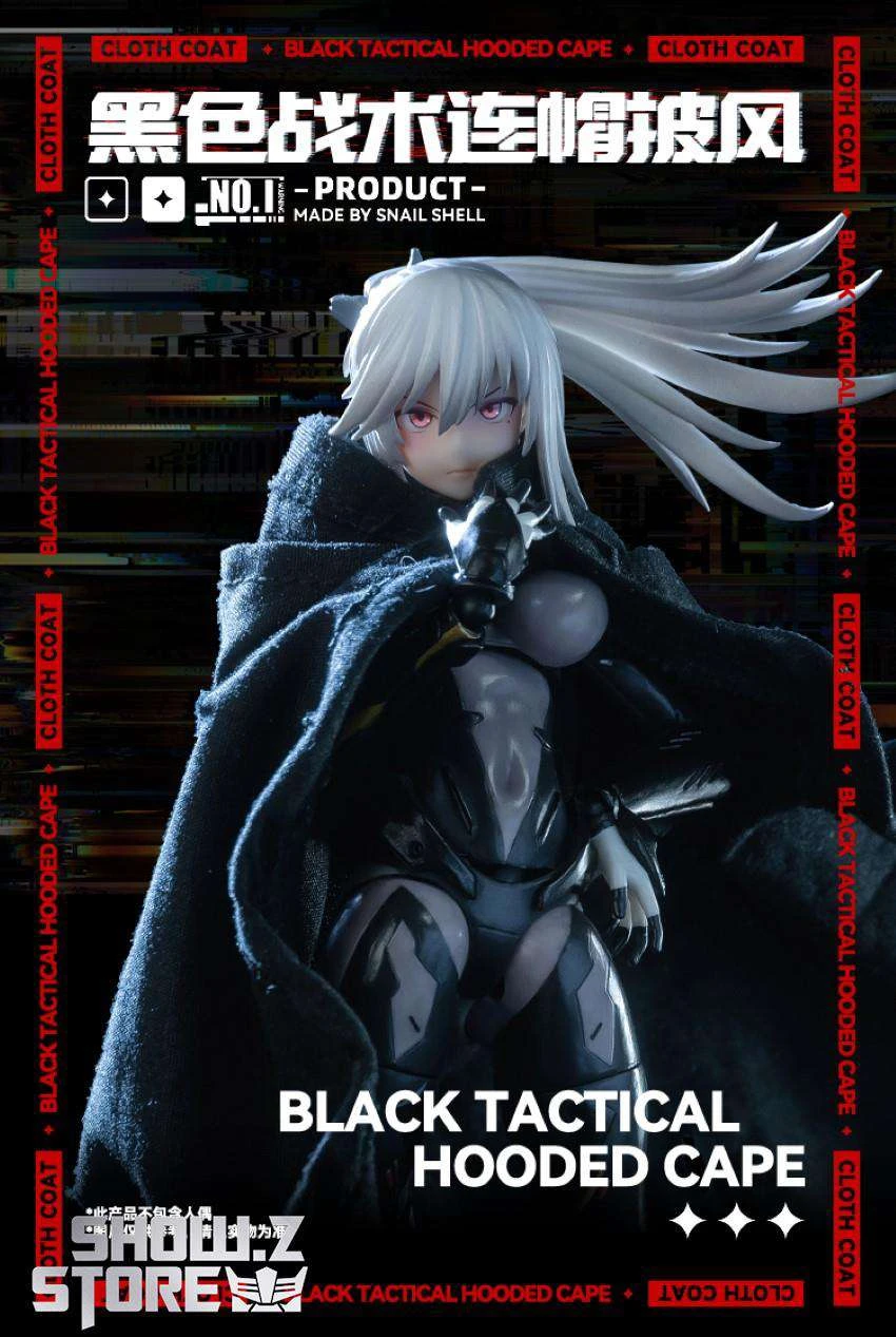 Snail Shell Black Tactical Hooded Cape For 1/10 & 1/12 Mecha Girl 12 Snail Shell Black Tactical Hooded Cape For 1/10 & 1/12 Mecha Girl - Image 10